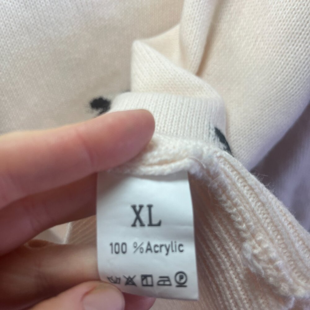 Cream Knitted Sweater with Black Bow Details - Size XL - Picture 3 of 4